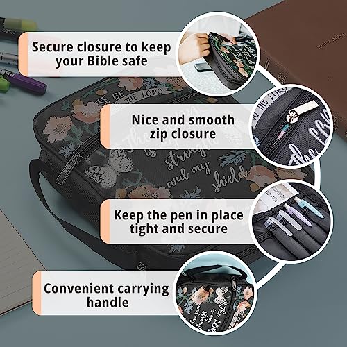 Mr. Pen- Bible Cover Case | Carrying Book Case with Durable Handle and Zippered Pocket, Bible Protective Church Bag for Men & Women, Christian Gifts - color: Black