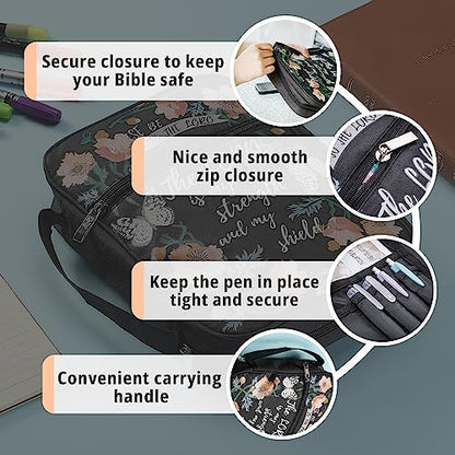 Mr. Pen- Bible Cover Case | Carrying Book Case with Durable Handle and Zippered Pocket, Bible Protective Church Bag for Men & Women, Christian Gifts - color: Black