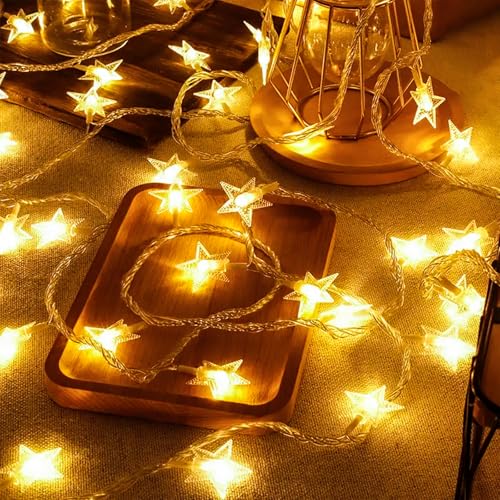 Connectable 33ft Plug in 100 Warm White Star Fairy String Lights - style: Star (Warm White)