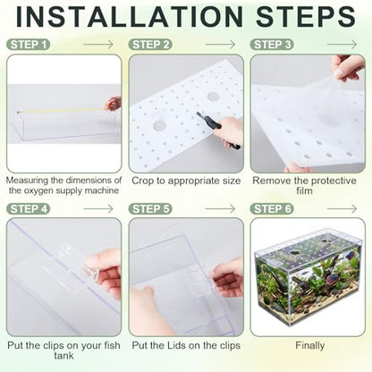 Sieral Clear Aquarium Polycarbonate Canopy Set with 30 Cover Clips 28.61 x 10.98 x 0.12 Inches for 20/29/37 Gallon Without Center Brace Aquariums Cover Anti-Jump Net Canopy