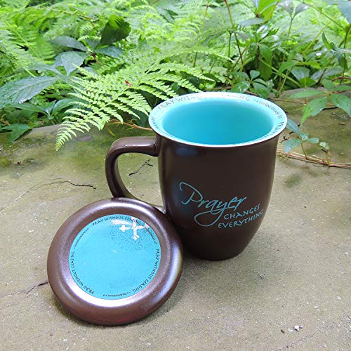 Abbey Gift Prayer Changes Everything Coaster Brown and Blue, 1 Count, Dishwasher Safe Mugs For Coffee and Tea, Includes Bible Verse, "4 x 4.38""" (52892),14 ounce (Pack of 12) - size: 14 Ounces (Pack of 12)