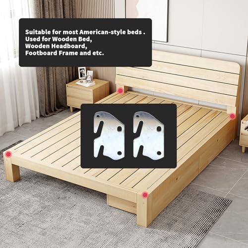 Bitray Wood Bed Plates Rail Hook Plates for Bed Frame Bracket Replacement | 4pcs, Silver丨Iron Nickel-Plated丨3.8x2.3x0.08in丨Rust-Proof Hardware丨with Screws丨for Wooden Bed Frames, Headboards, Footboard - style: 4pcs