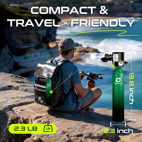 GOYOJO Mini Scuba Tank, Portable Diving Lung Air Tank with DOT Certified | Refillable Emergency Backup Pony Bottle for Snorkeling, Underwater Breathing, Training - color: 0.5L Submariner Hulk