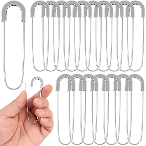 Extra Large Safety Pins Heavy Duty 3 Inch-20 PCS Coilless Pins Sewing Pin Brooches-Giant Silver Safety Pins Jumbo for Quilting, Clothes,Jewelry,Shawls, Crochet,Decorative (silver-20pcs) - color: Silver-20pcs