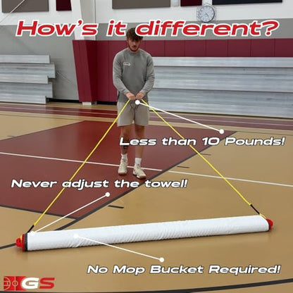 Grip Spritz Court Mop - 7' Damp Mop - Basketball Gym Floor Cleaning System, Hardwood, Tile Sport Court, Composite, Wrestling Mat Surface Cleaner - Commercial, Industrial, Wet & Dry Towel System