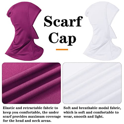 Giegxin 9 Pcs Modal Hijab Cap Adjustable Muslim Stretchy Turban Stretchy Head Scarf Full Cover Shawl Cap for Lady