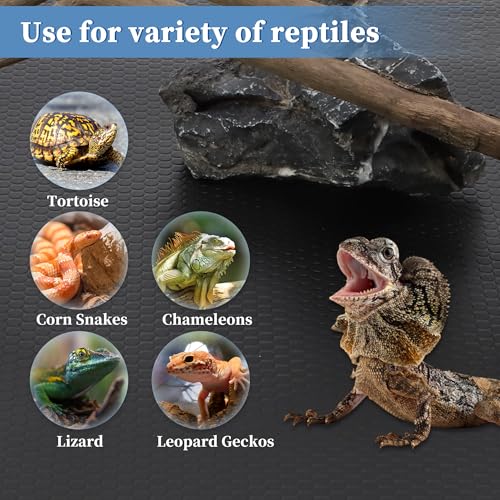 Reptile Mat, Reptile Carpet, EVA Reptile Liner, Waterproof Terrarium Mat, Leopard Gecko Reptile Mat, Lizard Tortoise Tank Accessories, Black, 59.05" L x 17.52" W