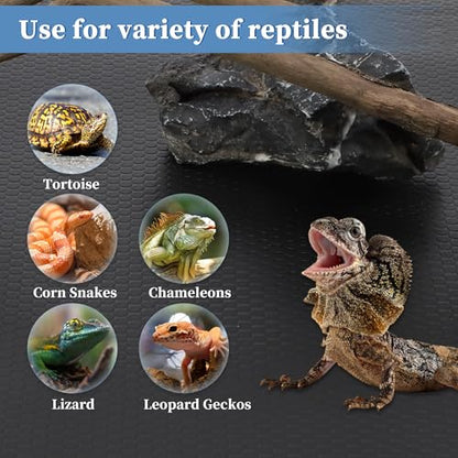 Reptile Mat, Reptile Carpet, EVA Reptile Liner, Waterproof Terrarium Mat, Leopard Gecko Reptile Mat, Lizard Tortoise Tank Accessories, Black, 59.05" L x 17.52" W