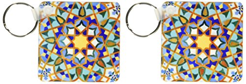 3dRose Morocco, Hassan II Mosque mosaic, Islamic tile detail-AF29 KWI0018 - Kymri Wilt - Key Chains, 2.25 x 4.5 inches, set of 2 (kc_73580_1)