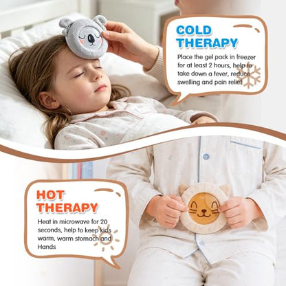 Hilph Kids Ice Packs for Boo Boos, FSA Eligible, HSA Approved, 3 Gel Toddler Cold Packs with Cute Cover for Injuries Reusable, Hot Cold Compress for Pain Relief, Toothache, Wisdom Teeth, Fever - style: B-Koala&Alpaca&Cat