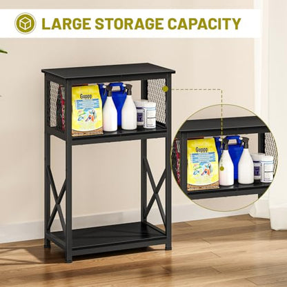 Snughome 10 Gallon Aquarium Stand with Storage, 3 Tier Heavy Metal Fish Tank Stand Shelf 20.47" x 11.42" x 30.91", Black - color: Black, size: 10 Gallon
