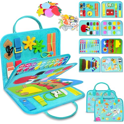 Exorany Busy Board Montessori Toys for Toddler Boy Girl Gifts Busy Book - style: Green/P8