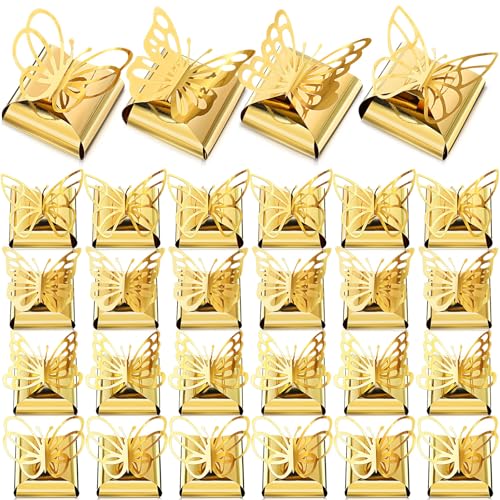 Maitys 50 Pcs Butterfly Party Favor Candy Gift Boxes 2.5 x 2.5 Inches, Gold - color: Gold