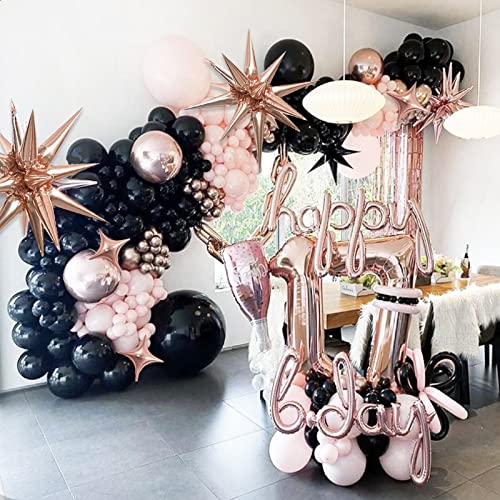 Rose Gold Star Foil 6pk Starburst & Spike Balloons for Weddings & Parties - style: Rose Gold Star Explosion Balloons