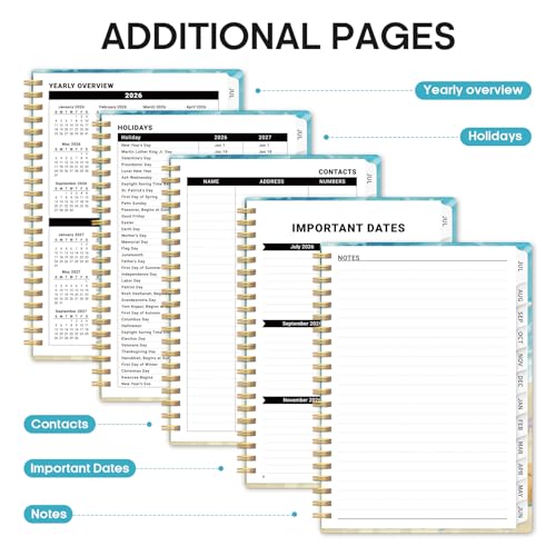 Planner 2026–2027, Academic Monthly Weekly Spiral Calendar, July 2026 – June 2027, Hardcover Agenda Notebook with Tabs, 6.3" x 8.5", Perfect for Students, Teachers, School & Daily Planning - Beach Pups - color: S-Beach Pups, size: (6.3"x8.5")a5
