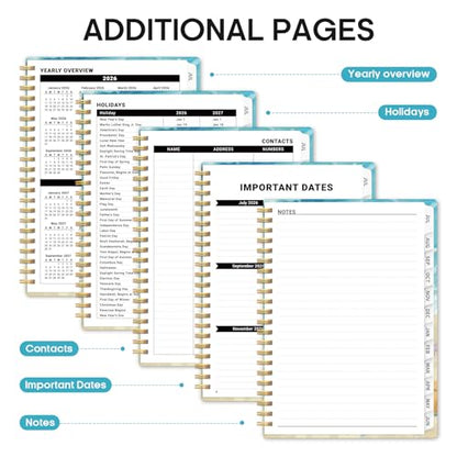 Planner 2026–2027, Academic Monthly Weekly Spiral Calendar, July 2026 – June 2027, Hardcover Agenda Notebook with Tabs, 6.3" x 8.5", Perfect for Students, Teachers, School & Daily Planning - Beach Pups - color: S-Beach Pups, size: (6.3"x8.5")a5