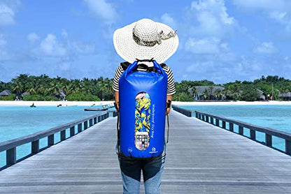 Freegrace Waterproof Dry Bag Set of 3 - Submersible Dry Sack with Double Zip Lock Seals - Includes Waist Pouch & Phone Case - Perfect for Kayaking, Swimming, Boating & Rafting (Window, Navy Blue, 35L) - color: Navy Blue, size: 35L, style: Window
