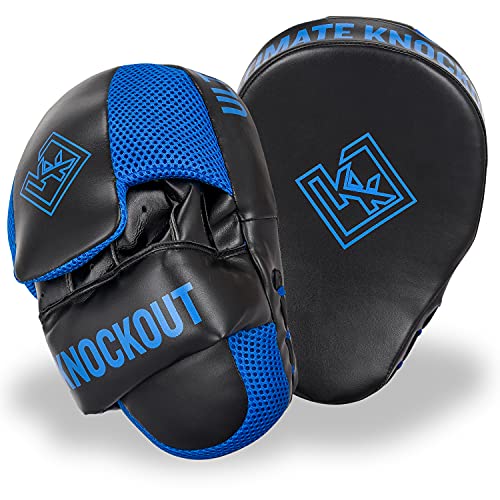 Macro Focused Curved Punching Mitts for Focused Hand Target Bag to Punch & Kickboxing, MMA Muay Thai Home Gym Training Pads for Men and Women - color: Blue