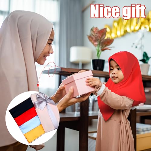 Cozypower 4 Pcs Eid Hijab Muslim for Girls Kids Head Scarf Islamic Shawls Neck Wrap Kids Ages 6-11 Headscarf Instant Turban - color: Mixed Color