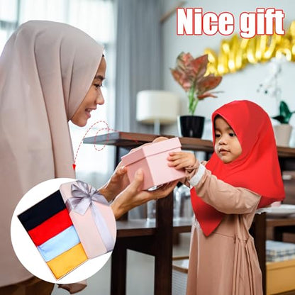 Cozypower 4 Pcs Eid Hijab Muslim for Girls Kids Head Scarf Islamic Shawls Neck Wrap Kids Ages 6-11 Headscarf Instant Turban - color: Mixed Color