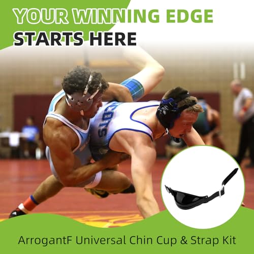 Universal Wrestling Chin Cup Strap Replacement for Wrestling Headgear Chin Cup & Adjustable Strap Kit, Secure Non-Slip Fit for Wrestling, MMA, BJJ - Black