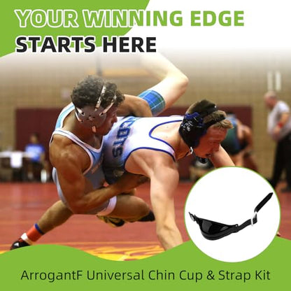 Universal Wrestling Chin Cup Strap Replacement for Wrestling Headgear Chin Cup & Adjustable Strap Kit, Secure Non-Slip Fit for Wrestling, MMA, BJJ - Black