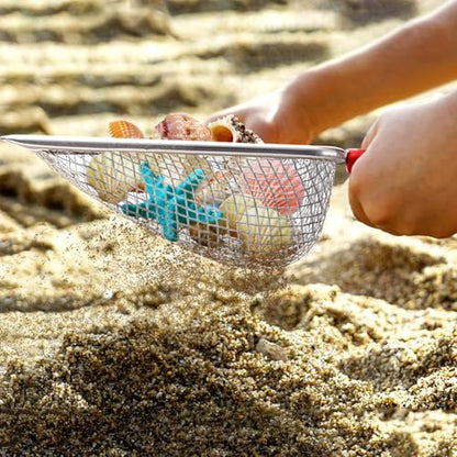 Beach Mesh Shovel,Sand Sifter Tool for Shell Collecting with Durable Mesh Net - Kids Sand Scoop for Picking Up Shells - Beach Toys (Red) - color: Red