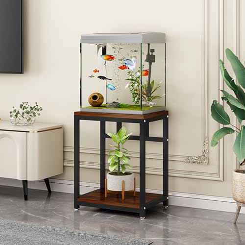 Heavy Duty Aquarium Stand & Storage Shelf for Fish Tanks, Multi-Purpose Reptile & Turtle Terrarium Table, Durable Rack for Breeders, Planters & Display - color: Black+oak Board, size: 40*40*75cm