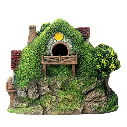 RVQIGYP[Magic Underwater Cabin Fish Tank Landscaping Hobbit House Decoration | Handmade Resin Material Waterproof and Anti-Fading | Fairy Tale Style Aquarium Landscaping Give Away Water Plants