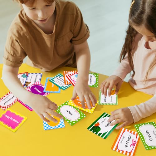 Ceiba Tree Spanish Conversational Phrase Flash Cards English to Spanish 100Pcs Double-Sided Bilingual Vocabulary Flashcards Learn Español Toys for Kids Adult Beginners Toddlers Grade School Classroom