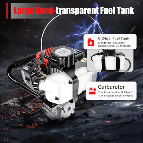 Gas Powered T-Post Driver, 900W 32.7CC T Post Pounder Driver Heavy Duty Gasoline, 2-Stroke Fence Farm Push Pile Gasoline Engine Kit for Fence Post Construction Site - size: 32.7CC
