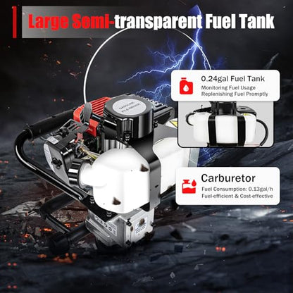 Gas Powered T-Post Driver, 900W 32.7CC T Post Pounder Driver Heavy Duty Gasoline, 2-Stroke Fence Farm Push Pile Gasoline Engine Kit for Fence Post Construction Site - size: 32.7CC