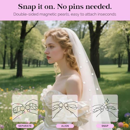 12-20 Pairs Pearl Veil Weights, Strong Magnetic Bridal Veil Weights, Double Sided Invisible Wedding Veil Weights, Gift Box - color: Silver