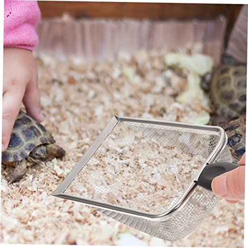 WOONEKY 2pcs Reusable Stainless Steel Reptile Litter Shovels with Fine Mesh Design for Cleaning of Terrarium Substrate for Turtles Lizards and Snakes