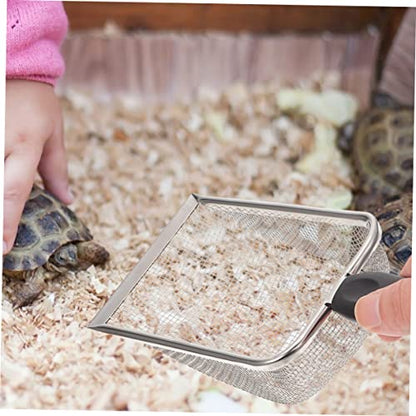 WOONEKY 2pcs Reusable Stainless Steel Reptile Litter Shovels with Fine Mesh Design for Cleaning of Terrarium Substrate for Turtles Lizards and Snakes