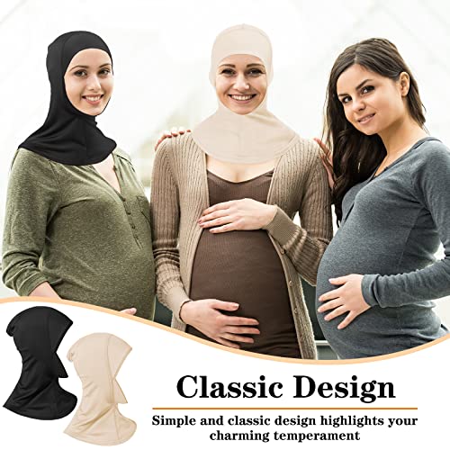 4 Pieces Modal Hijab Cap Adjustable Muslim Stretchy Turban Full Cover Shawl Cap Full Neck Coverage for Lady - color: Black, Blue, Pink, Apricot