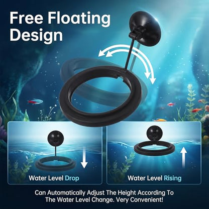5 Sizes EVA Fish Feeding Ring and 1 Pcs Suction Cup Fish Feeder Ring | 6 Pcs Black Round Floating Rings for Aquarium Set, Floating Rings for Aquarium Betta Goldfish Guppy