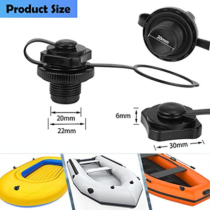Inflatable Boat Air Valve,2PCS Inflatable Boat Replacement Caps Boat Spiral Air Plugs 0ne-Way Inflation Replacement for Inflatable Raft Boat Kayak(22mm)