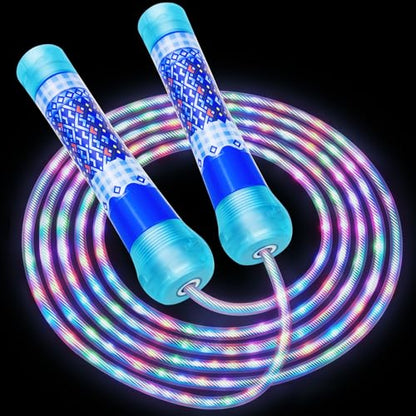 Led Jump Rope for Girls Kids -Glowing Jump Ropes Flashing Colorful Exercise Skipping rope Light Up Luminous Adjustable Skipping Ropes for Girls Boys Women Fitness Weight Loss - style: Blue