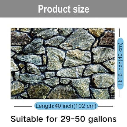 ELEBOX Fish Backgrounds Paper Double Sides 3D Stone & Trees Aquarium Background Picture 16" x 40" Fish Tank Background - color: N, size: H:15.7"x L:40.2"