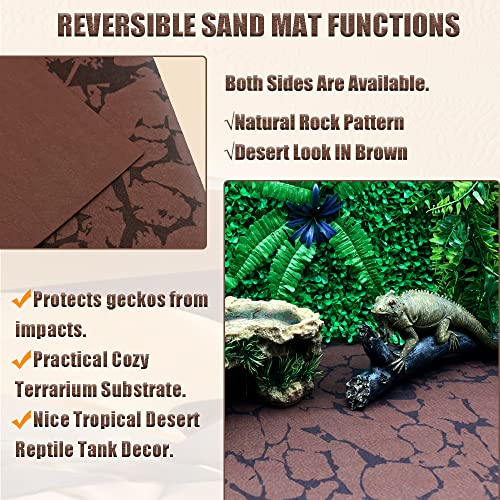 Tfwadmx 2 PCS Reptile Carpet Sand Mat Pet Terrarium Liner Lizard Bedding Mat Substrate Leopard Gecko Tank Accessories for Tortoise Turtle Snake Chameleon with Tweezers 16x23In - size: M:15.7"x23.6"(2Pcs)