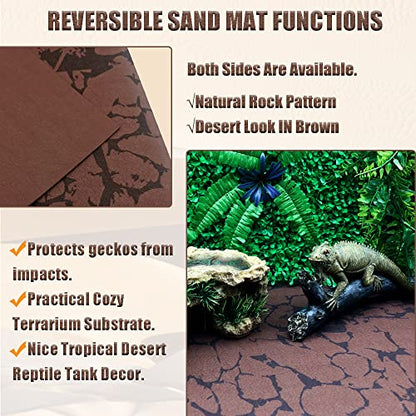 Tfwadmx 2 PCS Reptile Carpet Sand Mat Pet Terrarium Liner Lizard Bedding Mat Substrate Leopard Gecko Tank Accessories for Tortoise Turtle Snake Chameleon with Tweezers 16x23In - size: M:15.7"x23.6"(2Pcs)