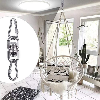 SELEWARE Heavy Duty Bearing Swing Swivel, 360° Rotation Hanging Accessory | Quiet Smooth Rotation, Supports Up to 1200LB, Quick Connect Buckles, 1 Pack for Swings, Hammocks, Tire Swings and Heavy Bags - color: Swivel (E) and 2 Carabiners