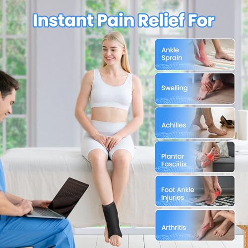 ONLYCARE Ankle Ice Pack Wrap for Swelling, Upgraded Gel Ice Pack Reusable, Hot Cold Therapy, Cold Pack for Sprained Ankle Injuries, Achilles Tendonitis, Plantar Fasciitis - color: Black