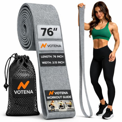 76 Inch Extended Length Resistance Bands - Heavy Duty Elastic Fabric & Natural Rubber Long Workout Loop for Pull Up Assist, Vertical Jump Training, Mobility & Full Body Fitness - color: Gray