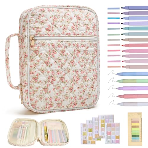 Bible Cover Case for Women Large Bible Cover with Durable Handle Quilted Bible Carrying Case for Girls Bible Study Supplies Accessories (Siamese Rose, Siamese Rose) - color: Siamese Rose
