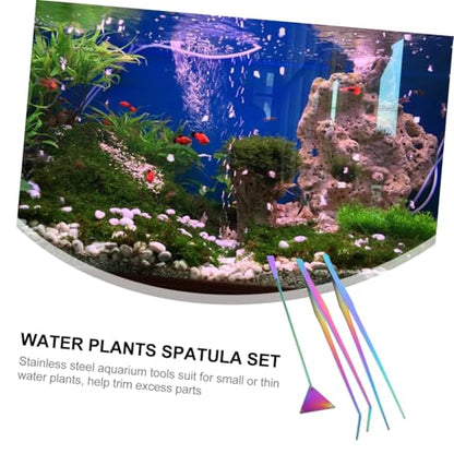 Sosoport 3pcs Aquarium Cleaning Tools Set Tweezers Spatula Kit for Fish Tank Maintenance