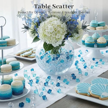 DomeStar 550PCS Small Mixed Blue Vase Fillers, Acrylic Fake Ice Rocks Blue Gems Crystals Plastic Diamonds Table Centerpiece Fish Tank Table Scatter Photography Props Display Decor (0.4 * 0.6) - color: Mixed Blue