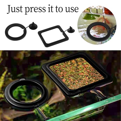 2 PCS Aquarium Feeding Ring, Fish Feeding Rings Automatic Fish Feeder with Suction Cup Betta Feedings Ring Practical Round Floating Food for Betta, Guppy, Goldfish