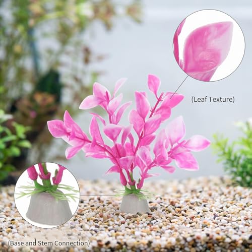 2 Pcs Betta Fish Tank Decor, Plastic Fish Decorations for Tank, Pink Aquarium Plants Ornaments for Betta Fishes Hammock Water Grass Accessories